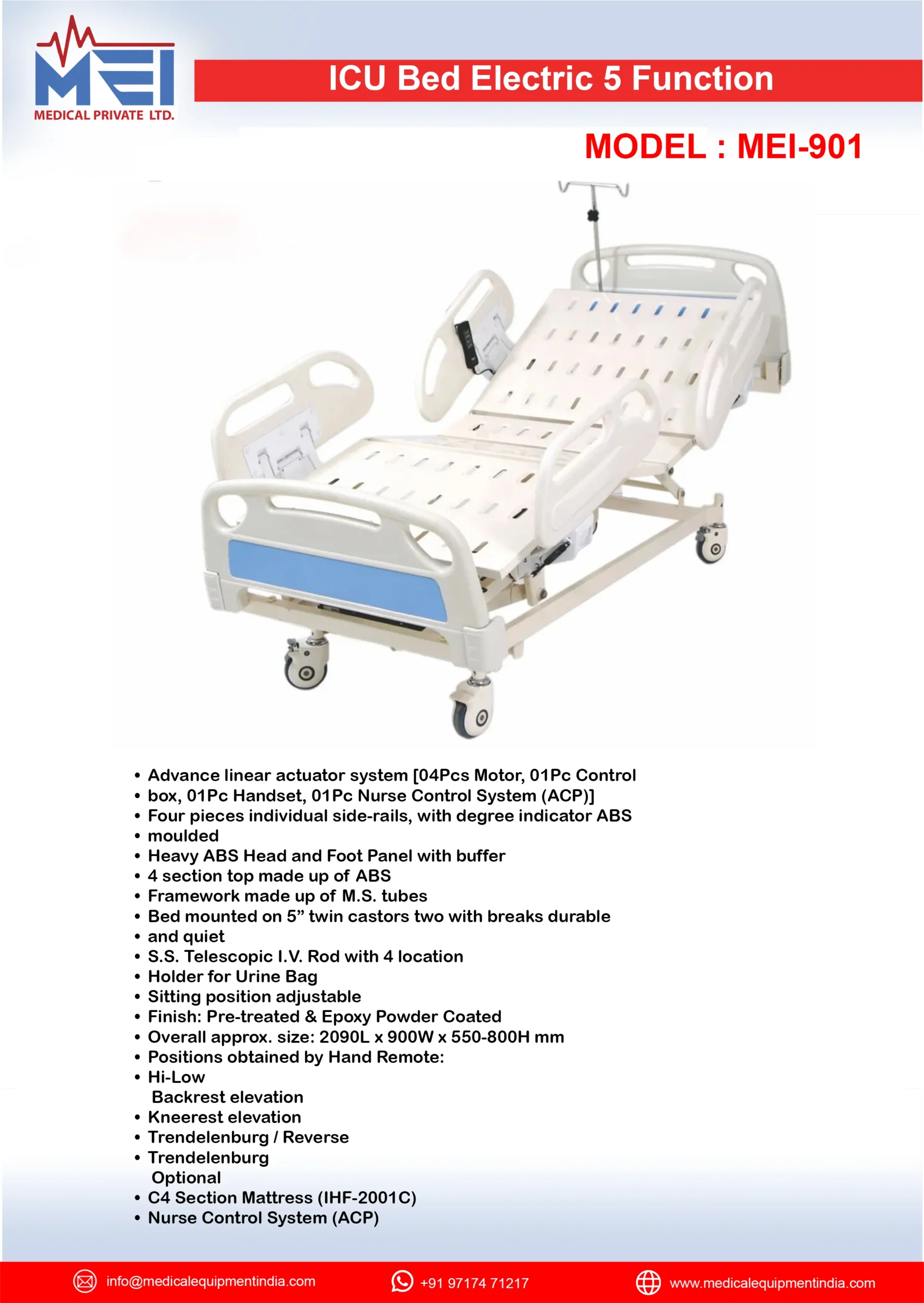MEDICAL EQUIPMENT INDIA Hospital Bed Stainless Steel Construction Durable 5 Year Warranty Made in Delhi - Image 2