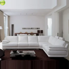 Luxury Design Genuine Leather Large Size Leisure L-shape Corner Sofa Sets with Wooden Frame for Villa Furniture