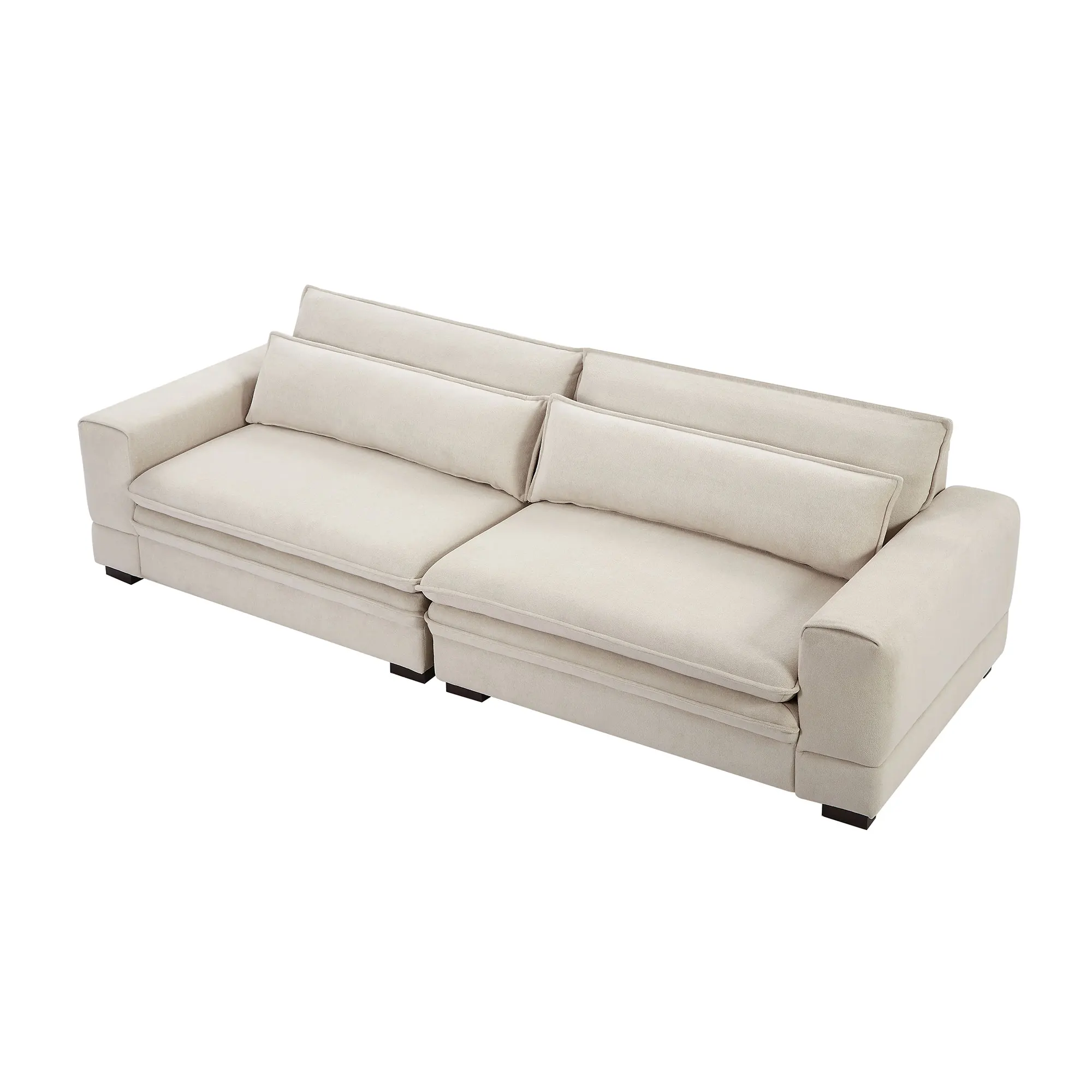 Mid-Century Modern Convertible Fabric Sofa Couch Set for Home Office Apartment Beige Upholstered Hotel for Livingroom Bedroom - Image 4