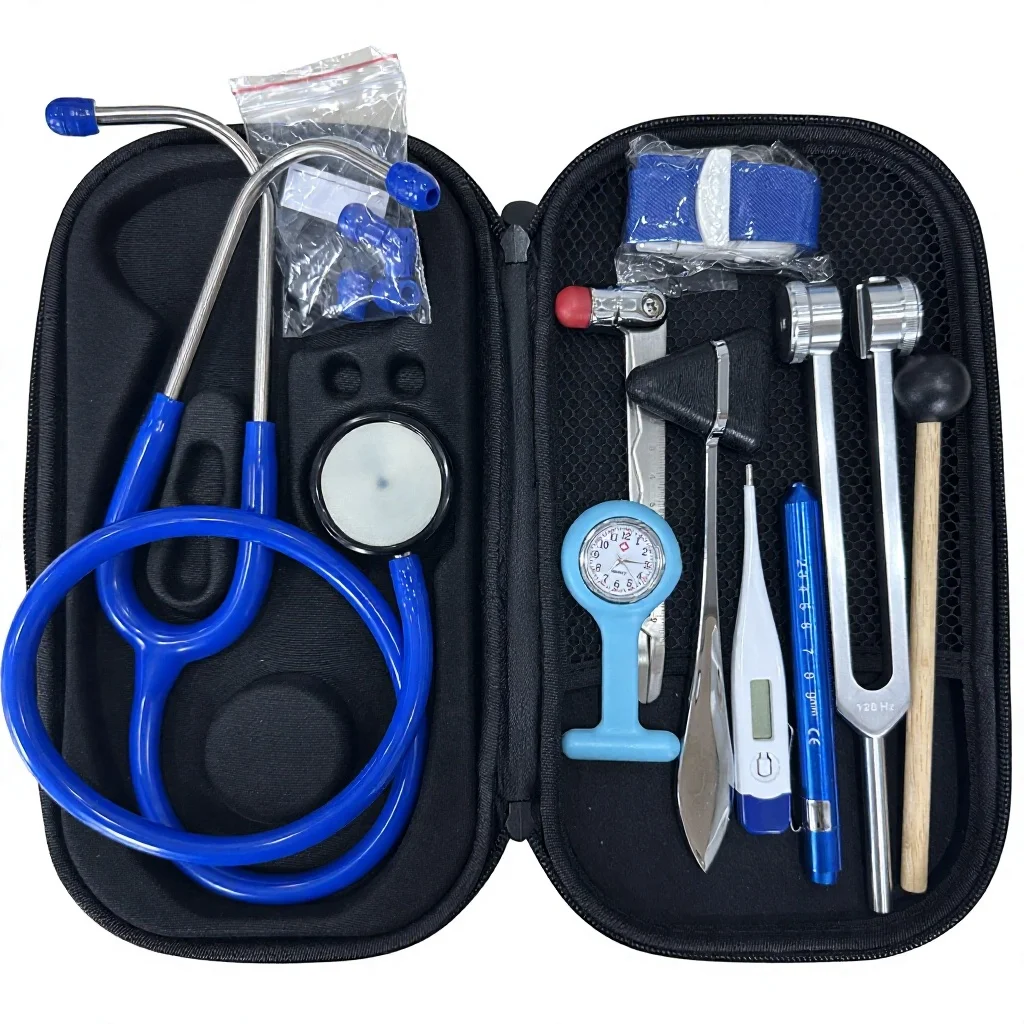 Professional Medical Diagnostic Set Luxury Cardiology Stethoscope Kit Reflex Hammer Tuning Fork Penlight EVA Case CE Certified - Image 5