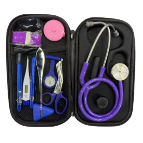 Professional Medical Diagnostic Set Luxury Cardiology Stethoscope Kit Reflex Hammer Tuning Fork Penlight EVA Case CE Certified