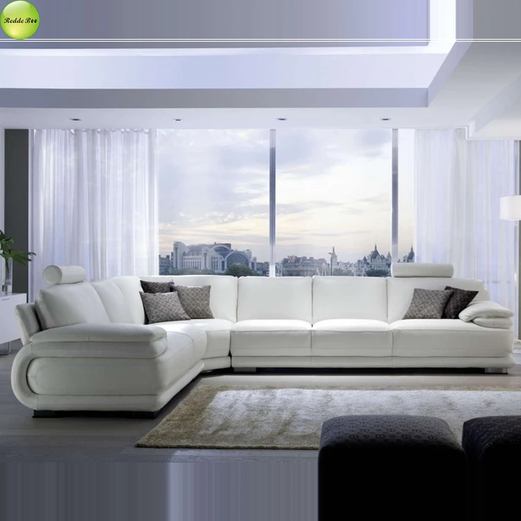 Luxury Design Genuine Leather Large Size Leisure L-shape Corner Sofa Sets with Wooden Frame for Villa Furniture - Image 6