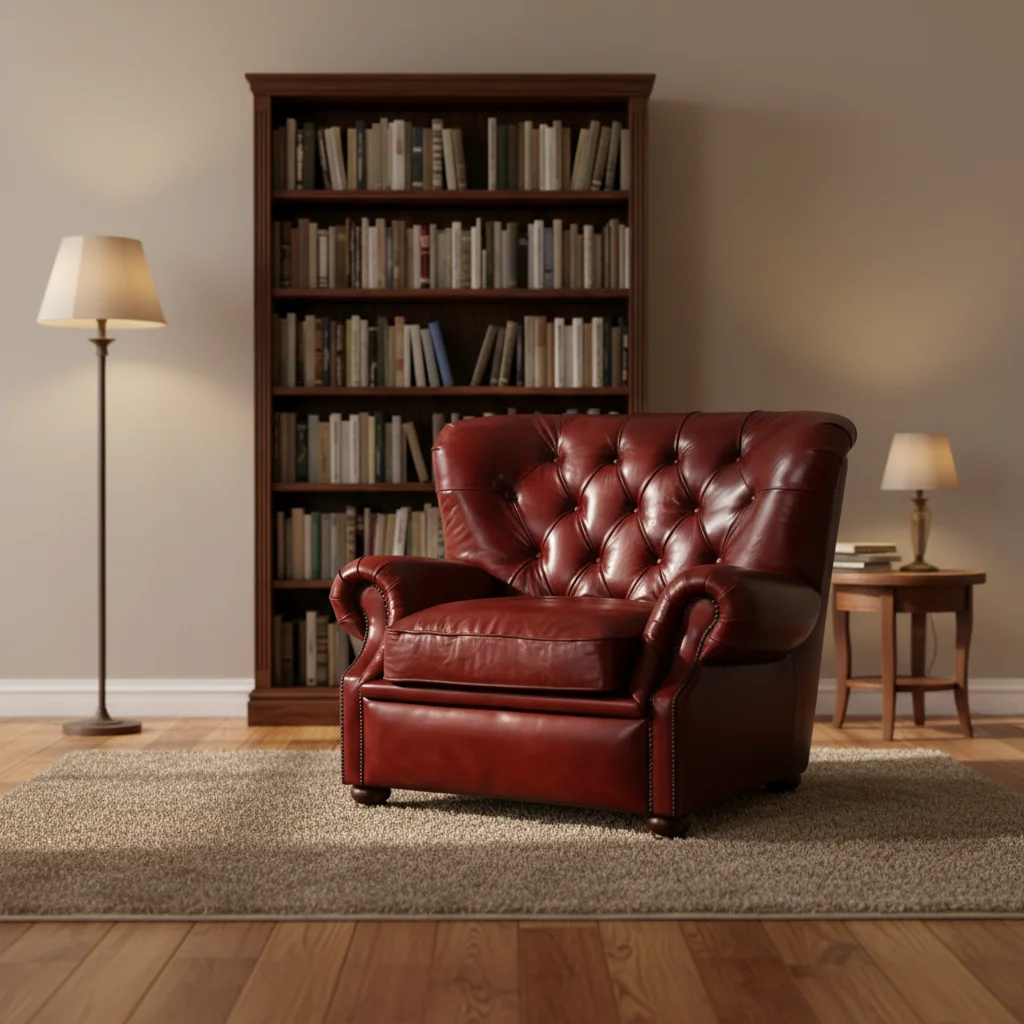 Hotel Furniture Leather Sofa Set Oxblood Red Genuine Leather Chesterfield Midcentury High Quality Tufted Antique Living Room - Image 6