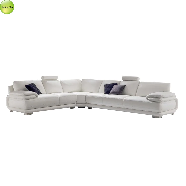 Luxury Design Genuine Leather Large Size Leisure L-shape Corner Sofa Sets with Wooden Frame for Villa Furniture - Image 3
