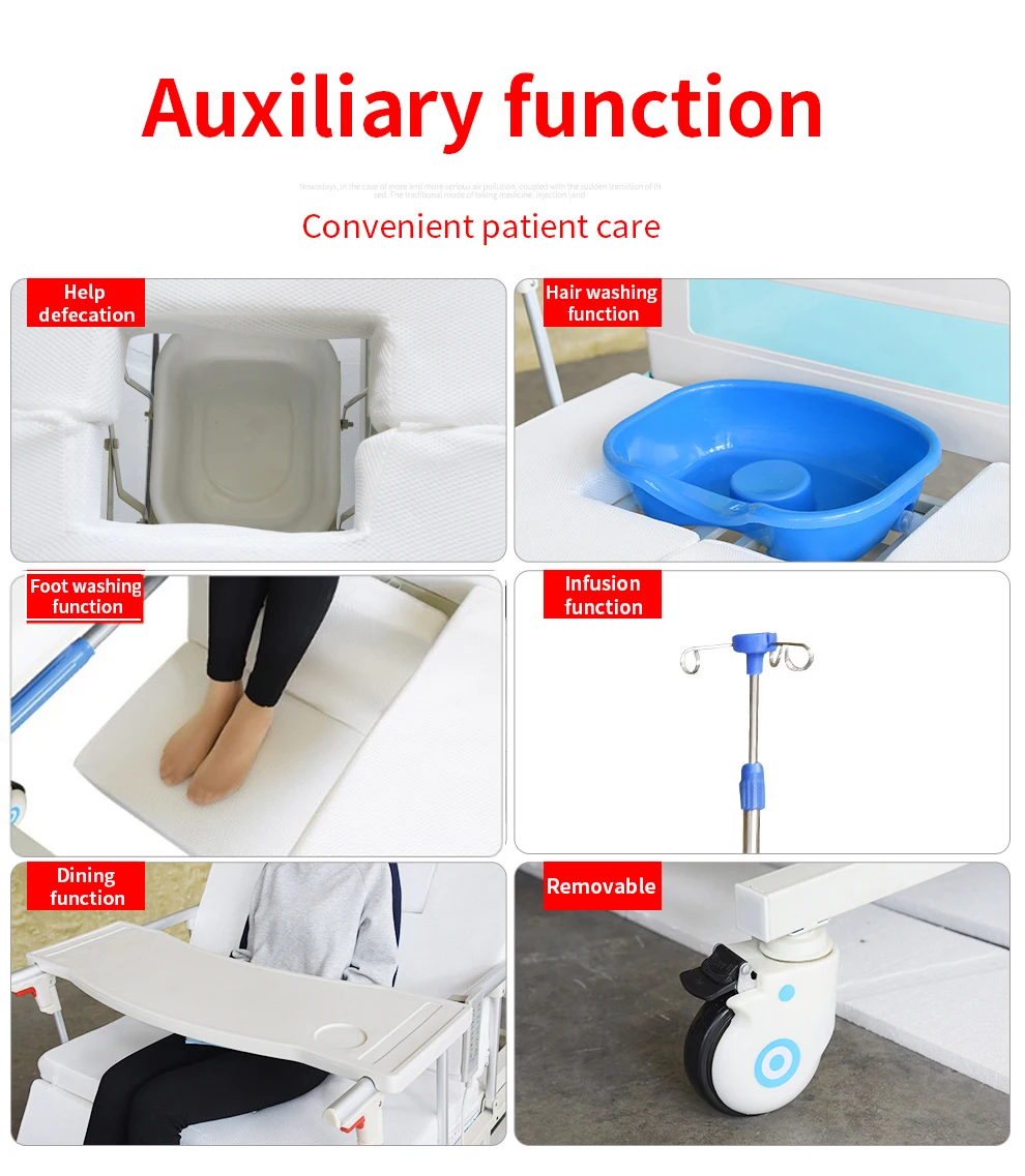 Multifunctional ICU Manual Adjustable Hospital Bed ABS - Image 6