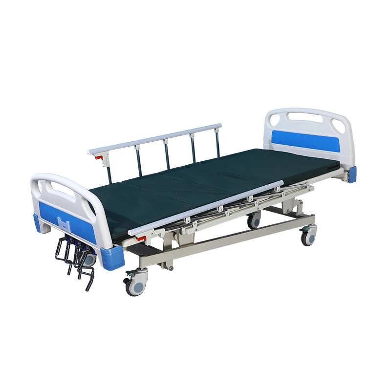 5 Function Manual Hospital Bed Height Adjustable Manual Patient Nursing Bed With Side Rails and Dining Table for Hospital - Image 6