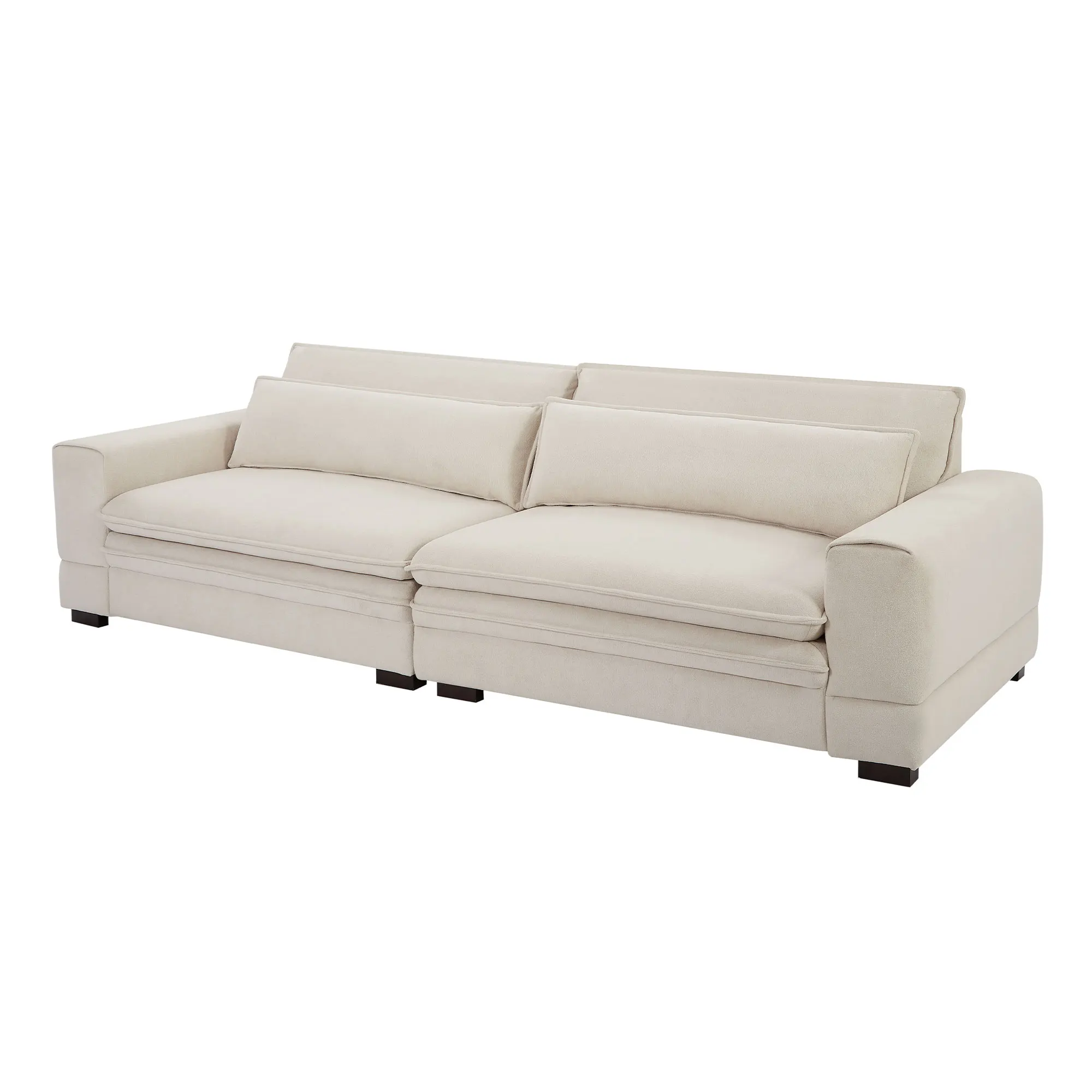 Mid-Century Modern Convertible Fabric Sofa Couch Set for Home Office Apartment Beige Upholstered Hotel for Livingroom Bedroom - Image 6