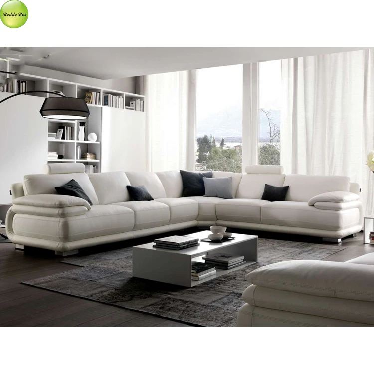 Luxury Design Genuine Leather Large Size Leisure L-shape Corner Sofa Sets with Wooden Frame for Villa Furniture - Image 5