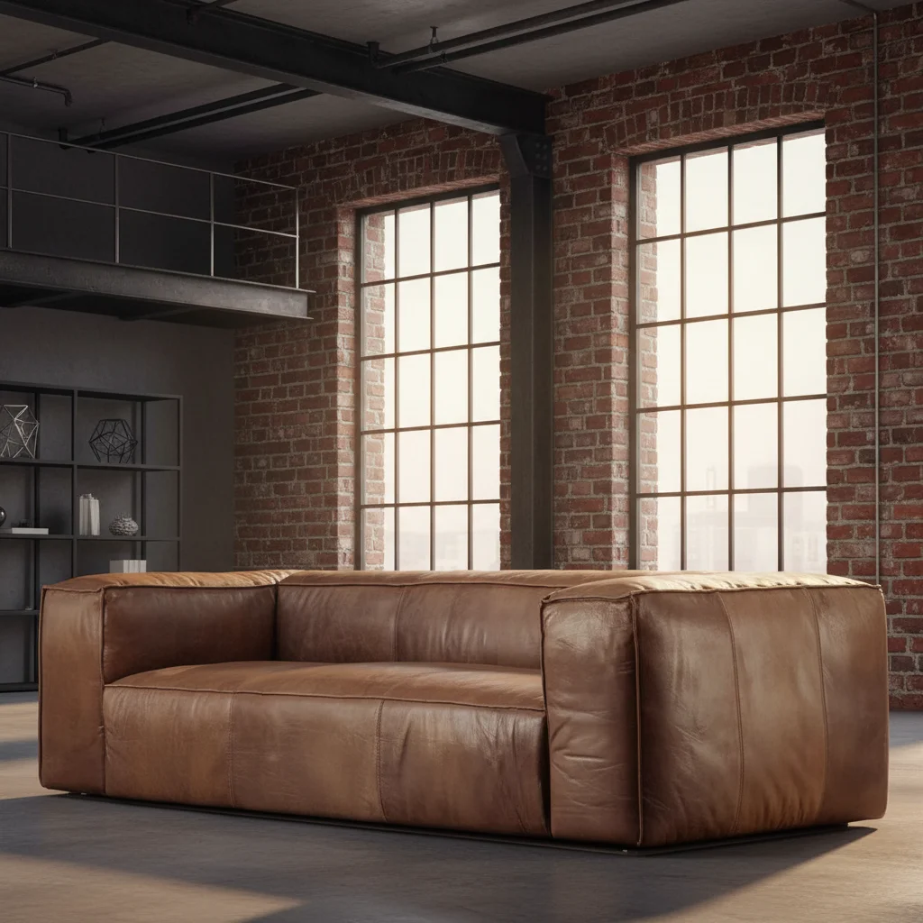 Genuine Leather Villa Basement Living Room Sofa Set America Cloud Sofa Brown Bespoke Luxury Vintage Midcentury Sectional Lounge - Image 4