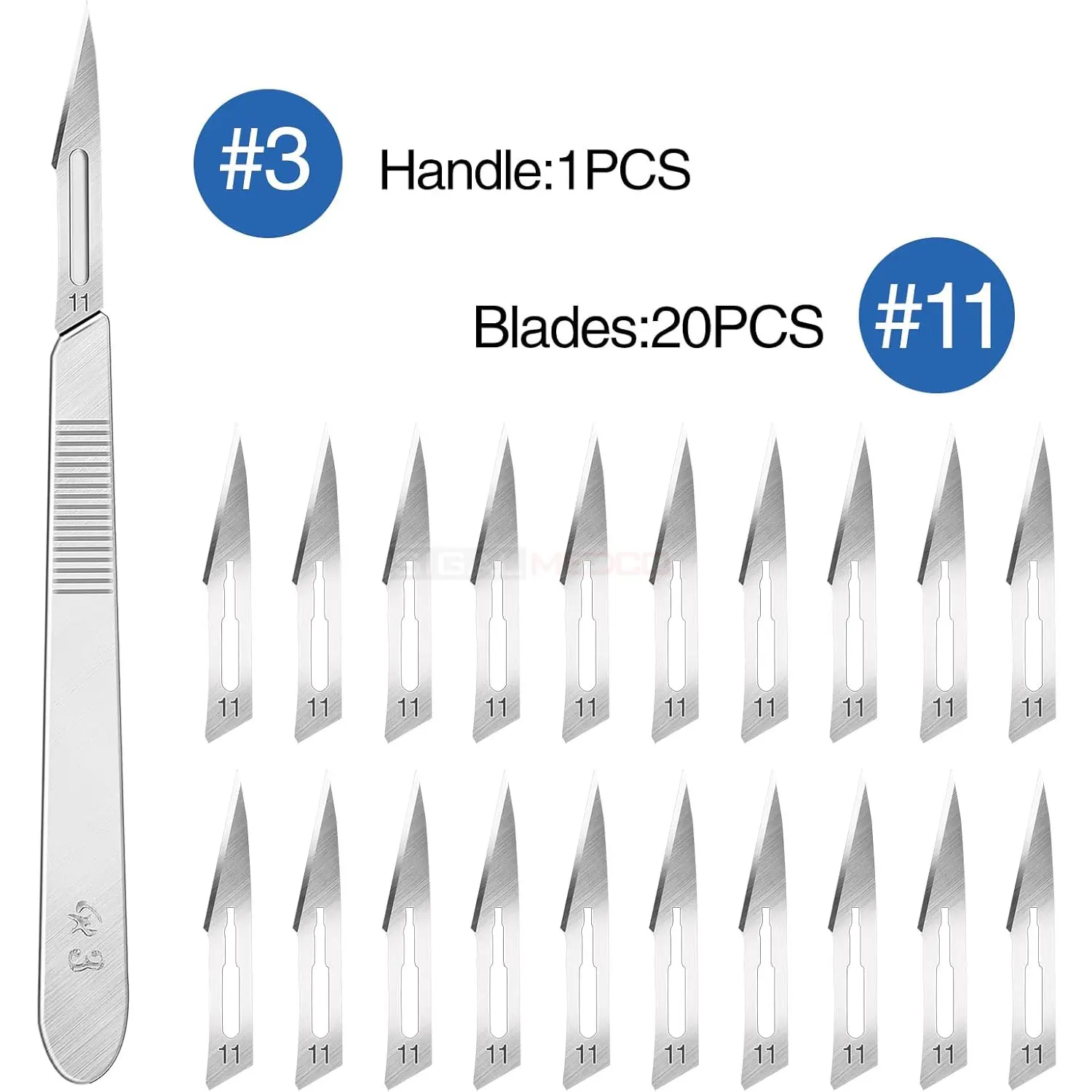 21 PCS Manual Scalpel Blade Set 20 Sterile #11 Surgical Blades 1 Handle Multipurpose Laboratory Use Germany Stainless Steel - Image 2
