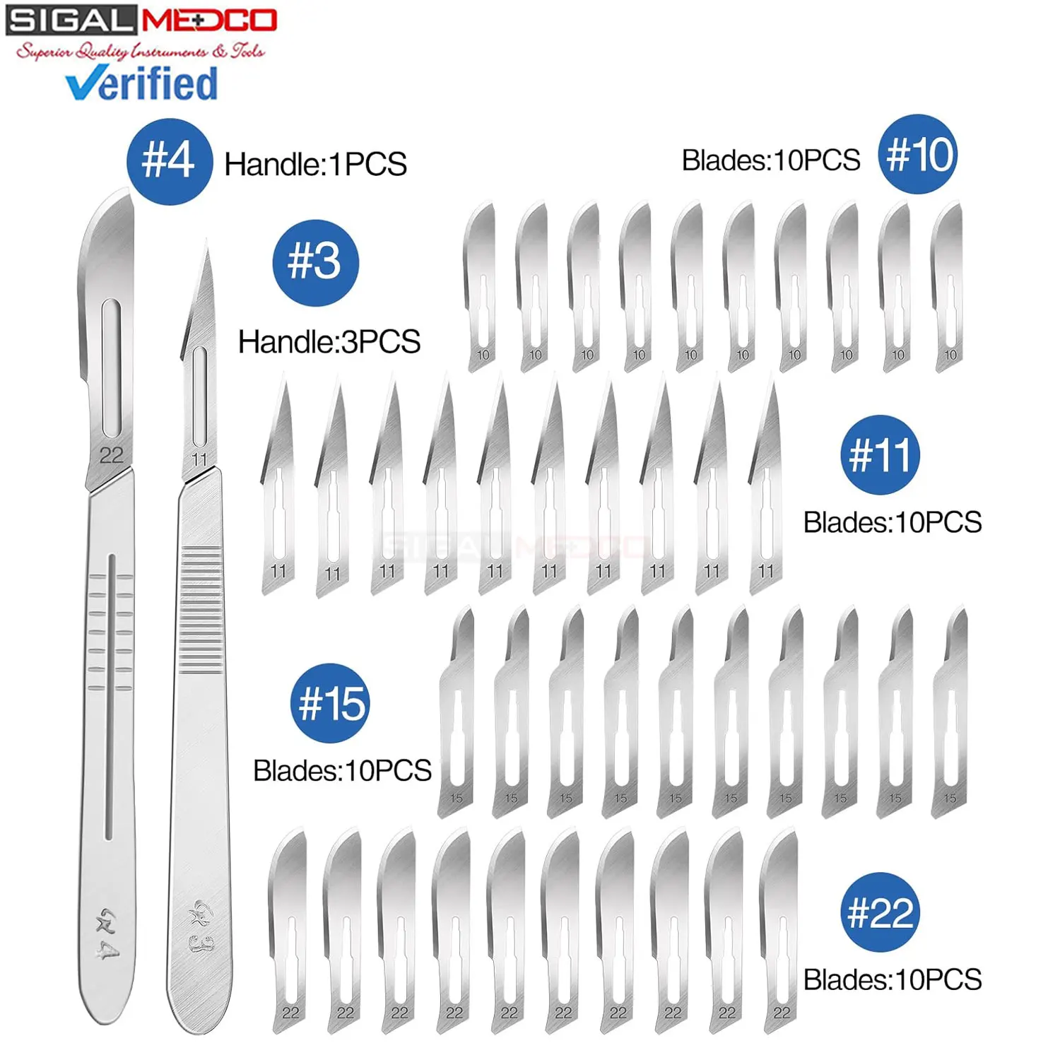 44 PCS Scalpel Blade Set 40 Sterile Surgical Blades #10 #11 #15 #22 Handles Multipurpose Laboratory Craft Art Manual Germany - Image 6
