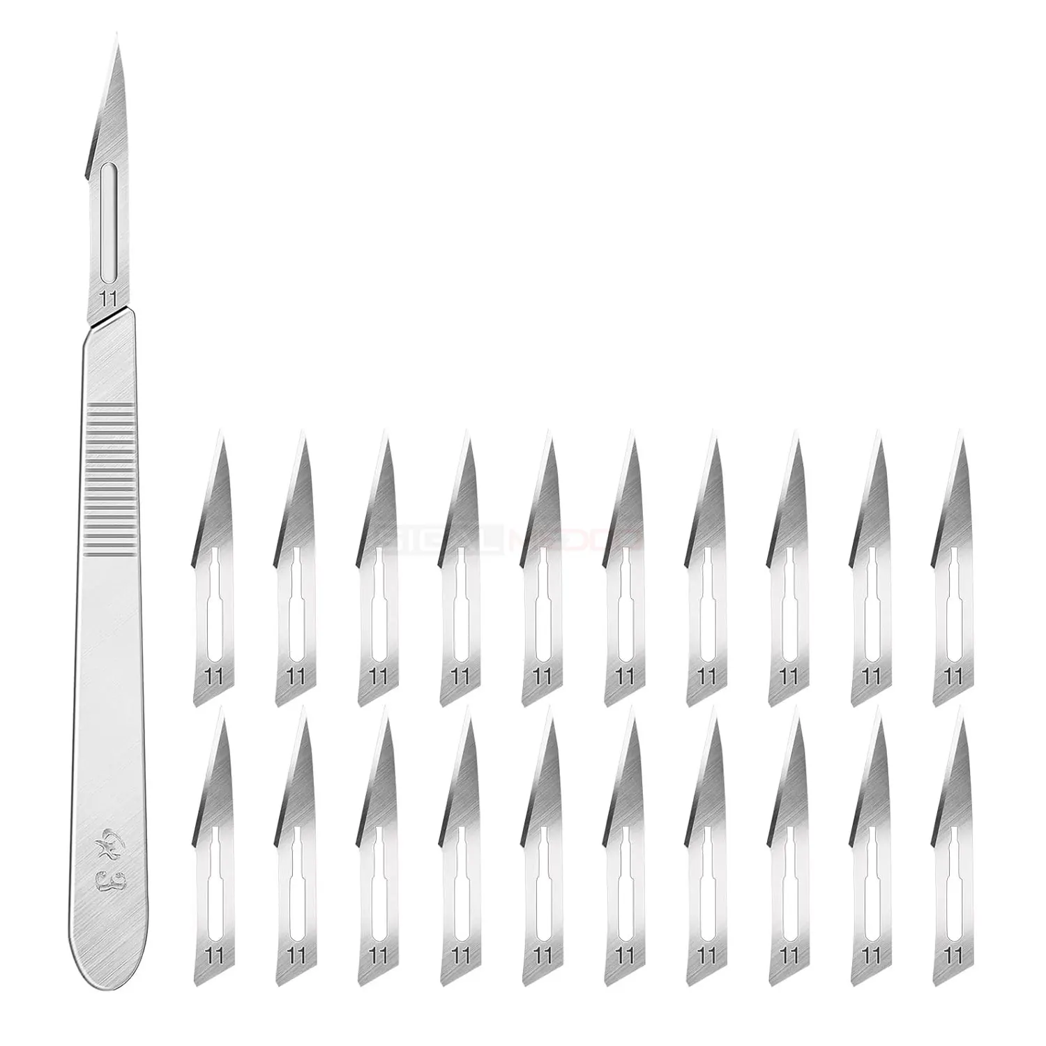 21 PCS Manual Scalpel Blade Set 20 Sterile #11 Surgical Blades 1 Handle Multipurpose Laboratory Use Germany Stainless Steel